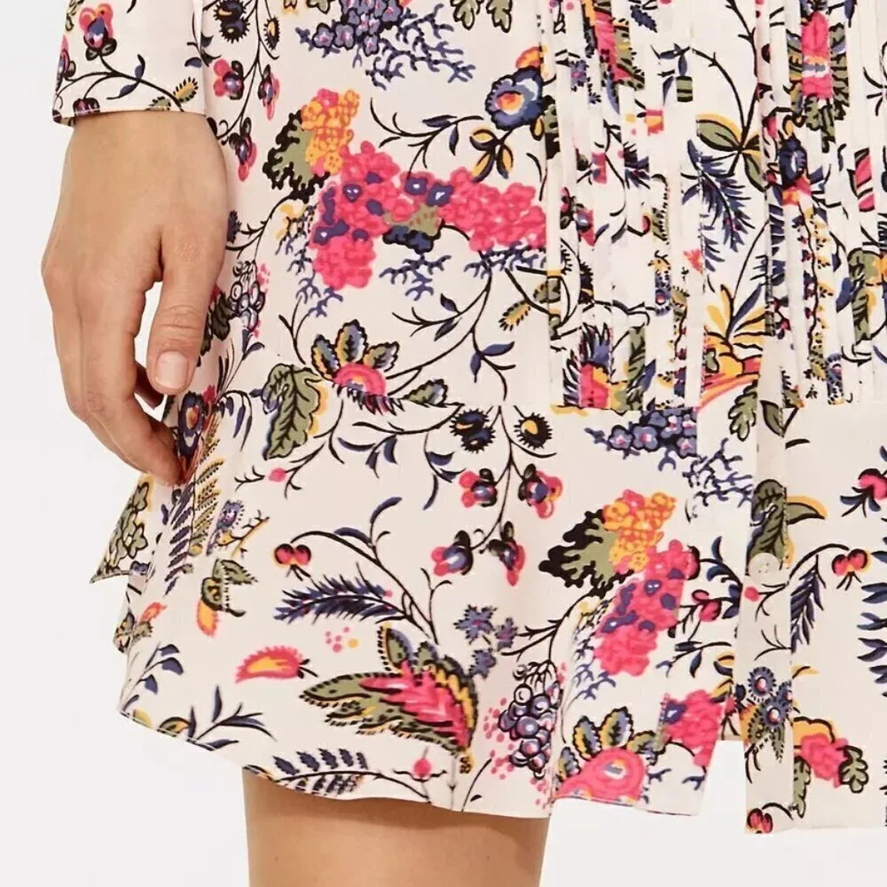 💕TORY BURCH💕 Cora Dress ~ 100% Silk New Ivory Gabriella Floral Print Size 0